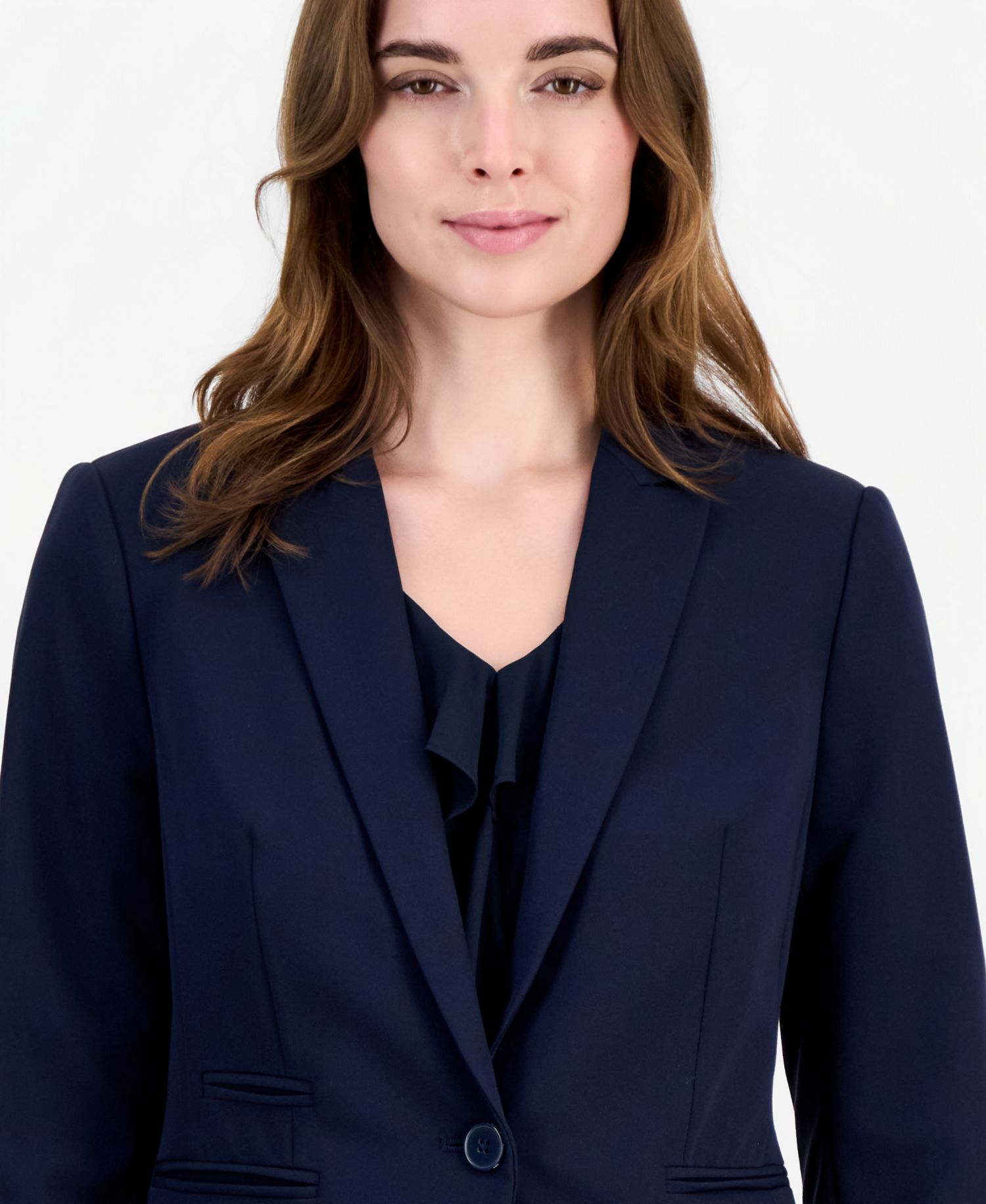 Women's One Button Strip Shoulder-Pad Blazer