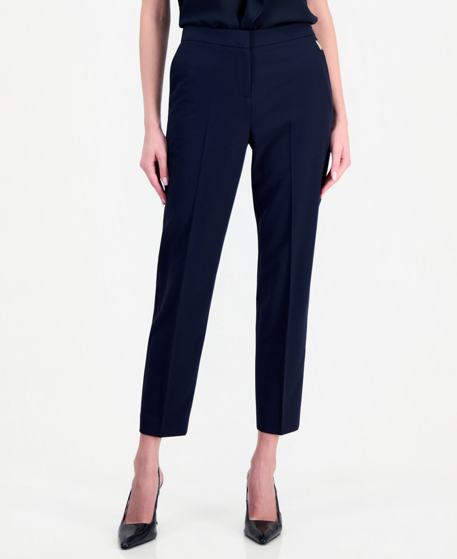Women's Straight-Leg Mid-Rise Elastic-Back Pants
