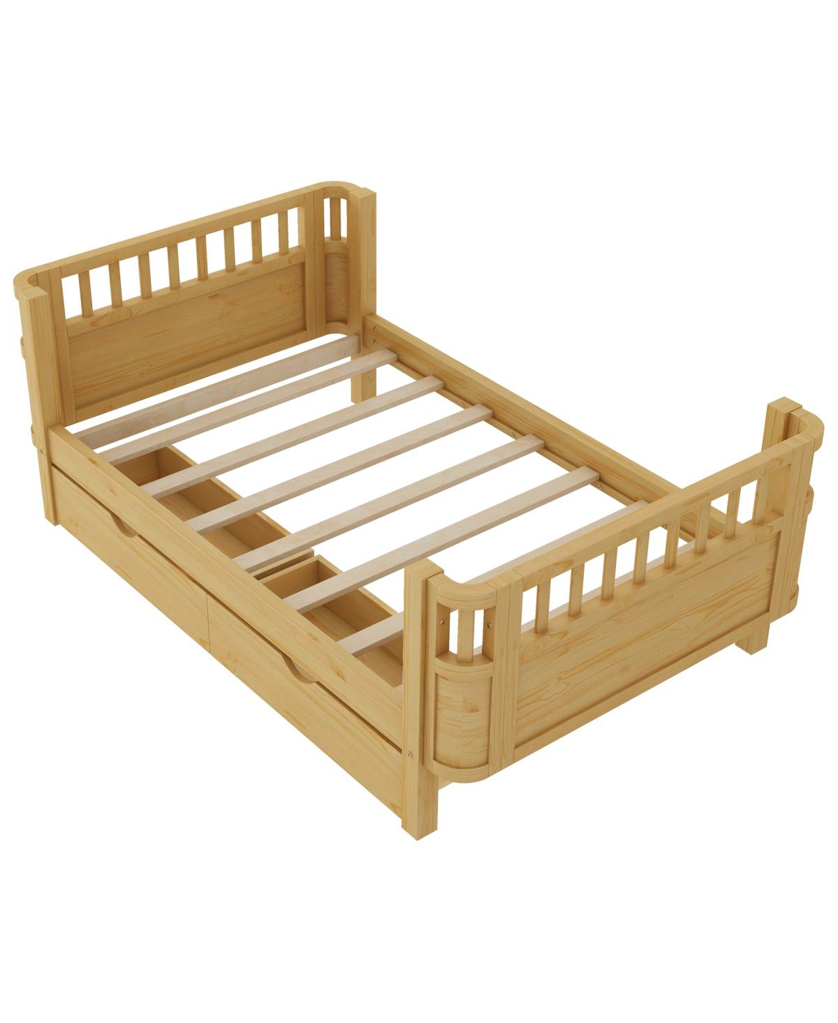 Streamdale Furniture Twin Size Wood Platform Bed with Rails for Kids