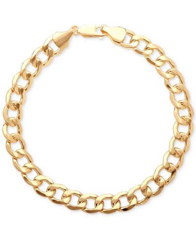 Italian Gold Men's Large Curb Link Bracelet in 10k Gold - Bracelets ...
