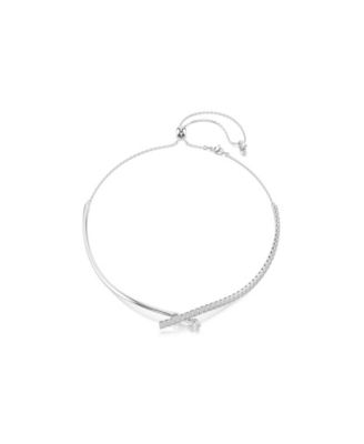 Sterling Silver-Plated White Crystals Necklace
