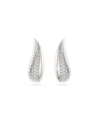 Sterling Silver-Plated White Crystals Earrings