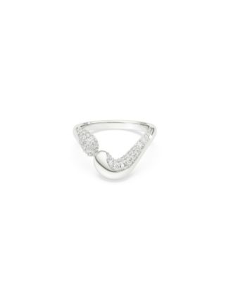 Sterling Silver-Plated White Crystals Ring