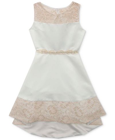Searington Road by Rare Editions Lace-Detail Satin Dress, Girls (7-16)