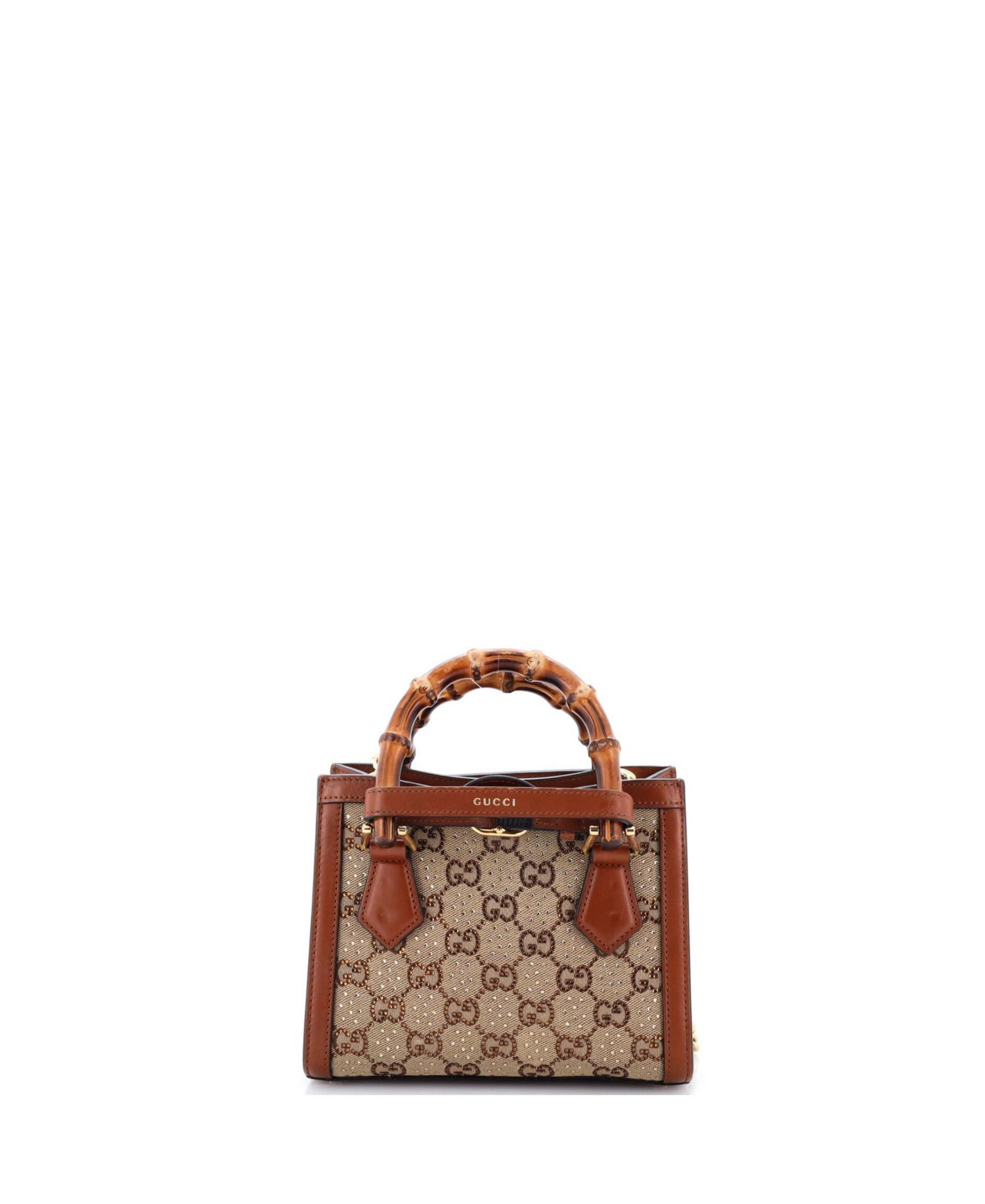 Mini Diana NM Bamboo Handle Tote Crystal Embellished GG Canvas