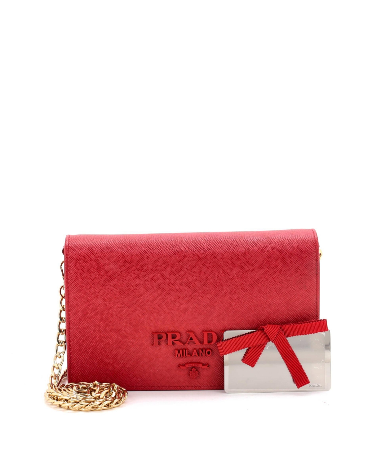 Pre-Owned Prada Chain Wallet Crossbody Saffiano Leather