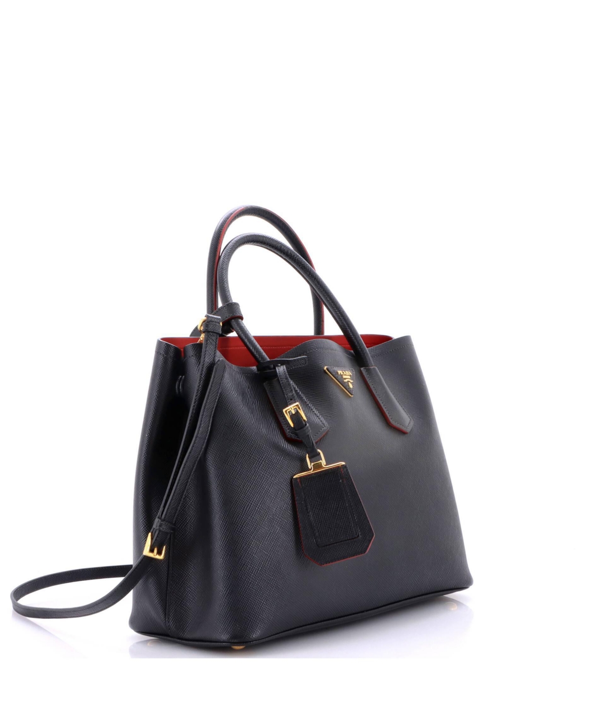 Pre-Owned Prada Medium Cuir Double Tote Saffiano Leather