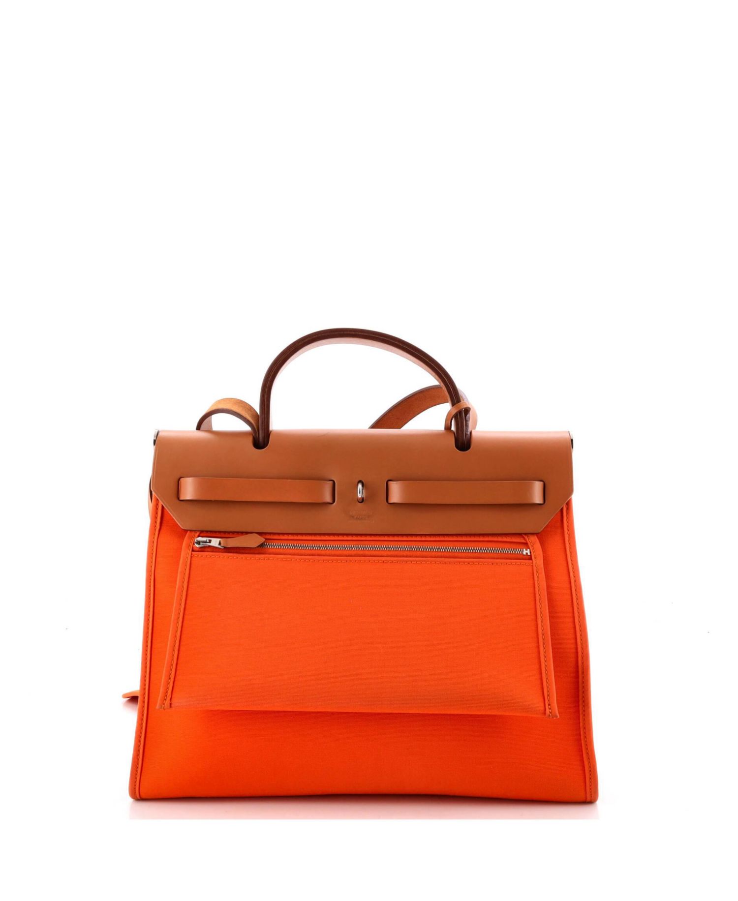 Pre-Owned Hermes 31 Herbag Zip Leather and Toile