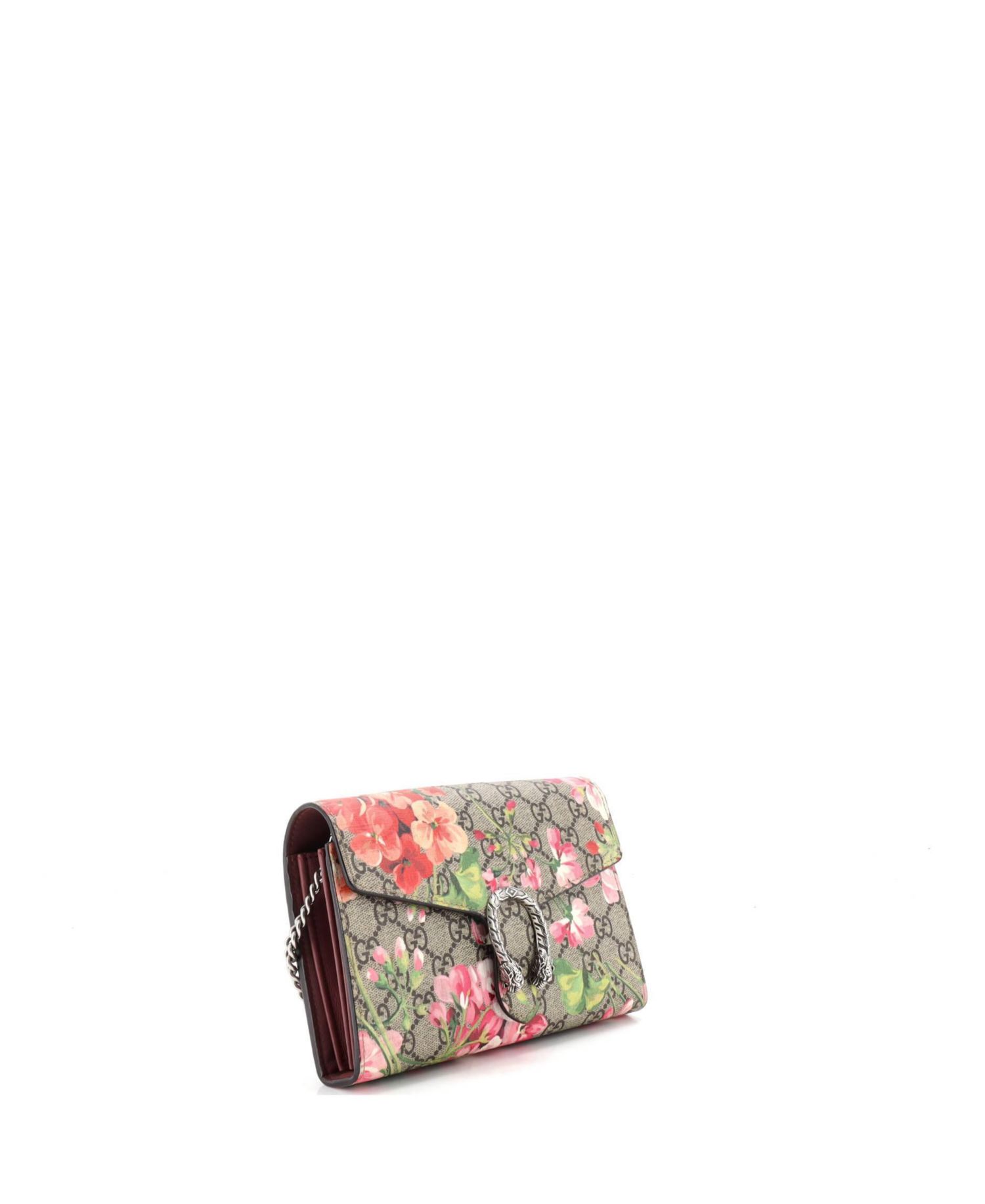 Small Dionysus Chain Wallet Blooms Print GG Coated Canvas