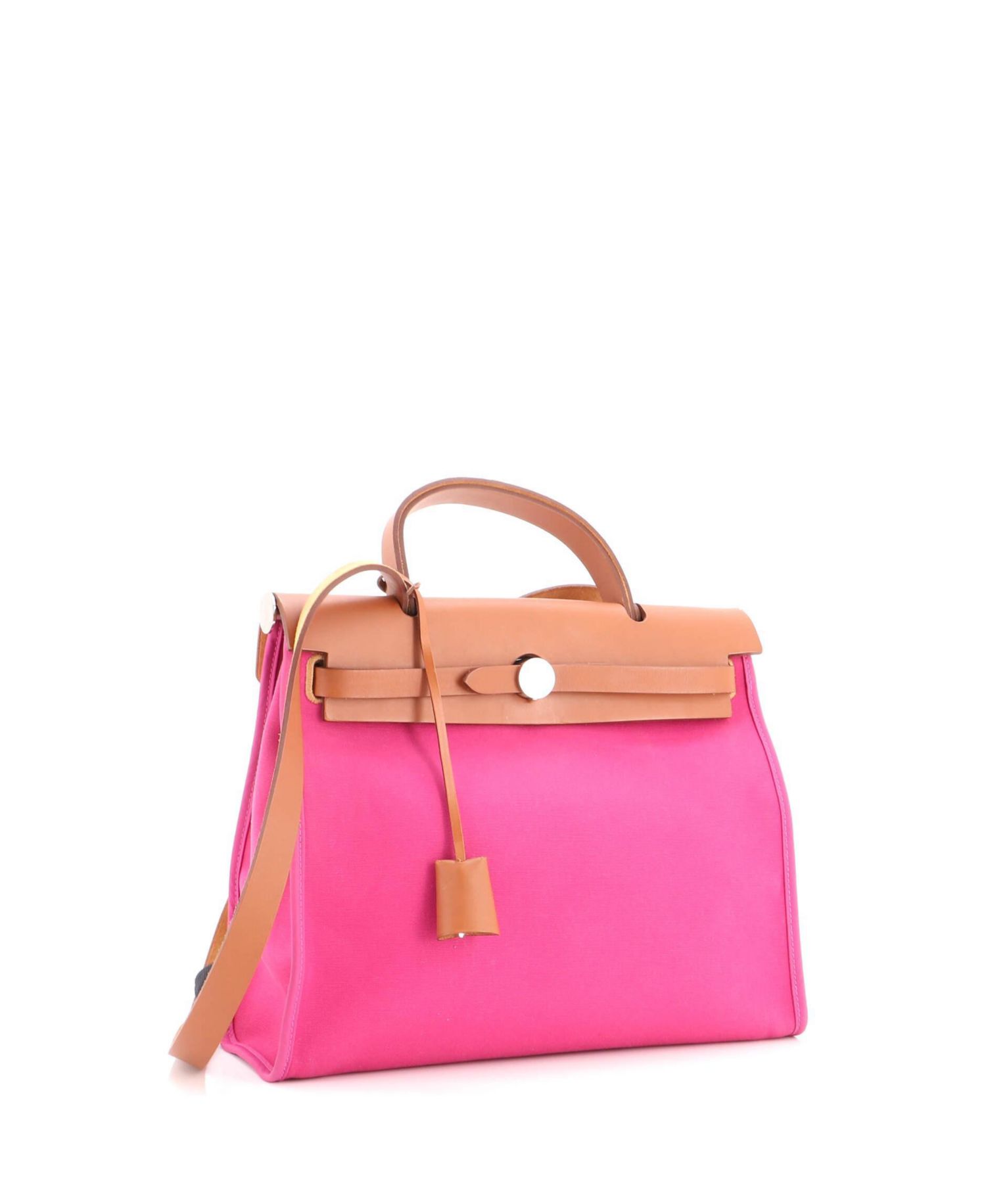 Pre-Owned Hermes 31 Herbag Zip Leather and Toile