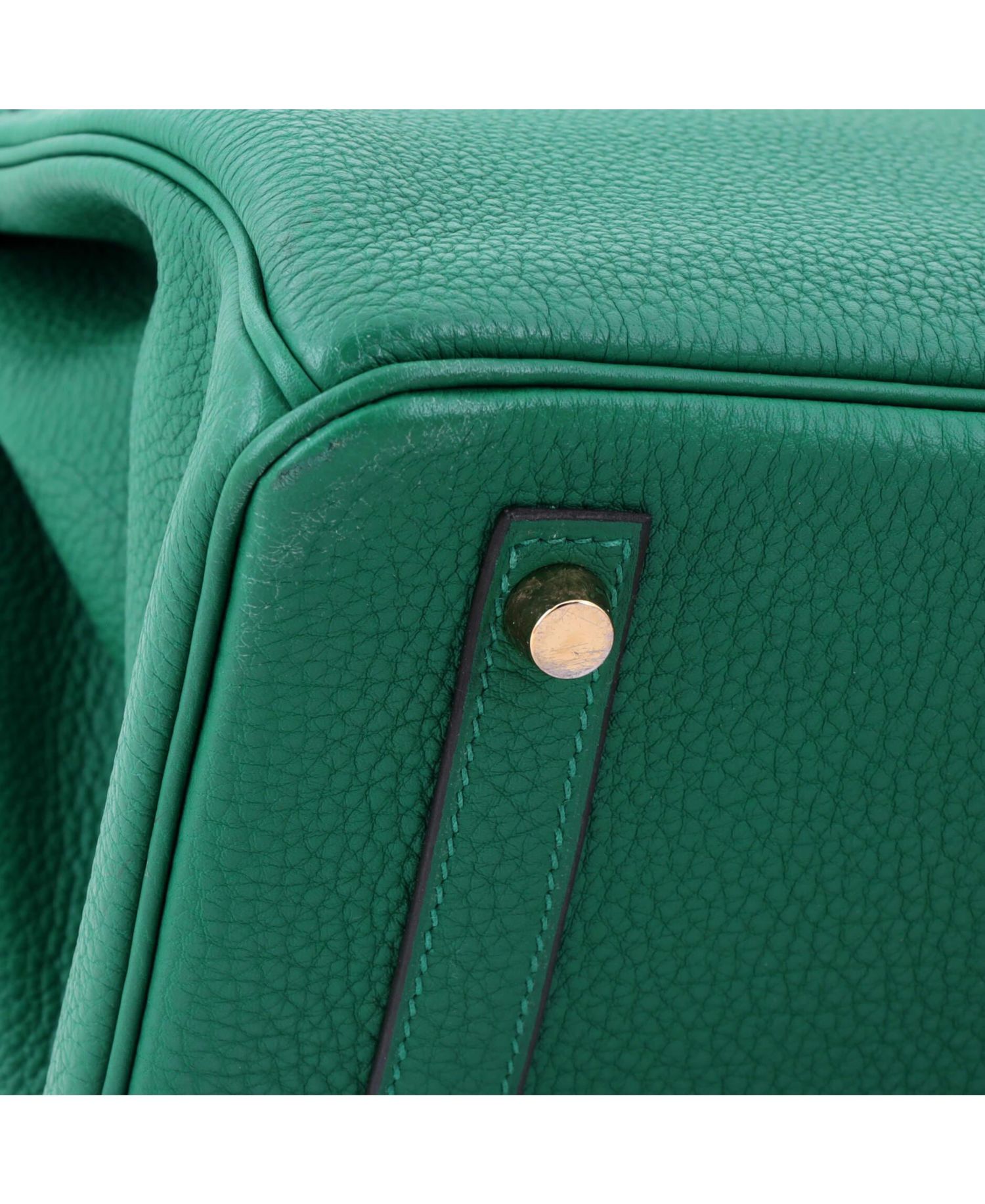 Pre-Owned Hermes Birkin 30 Handbag Green Togo with Gold Hardware