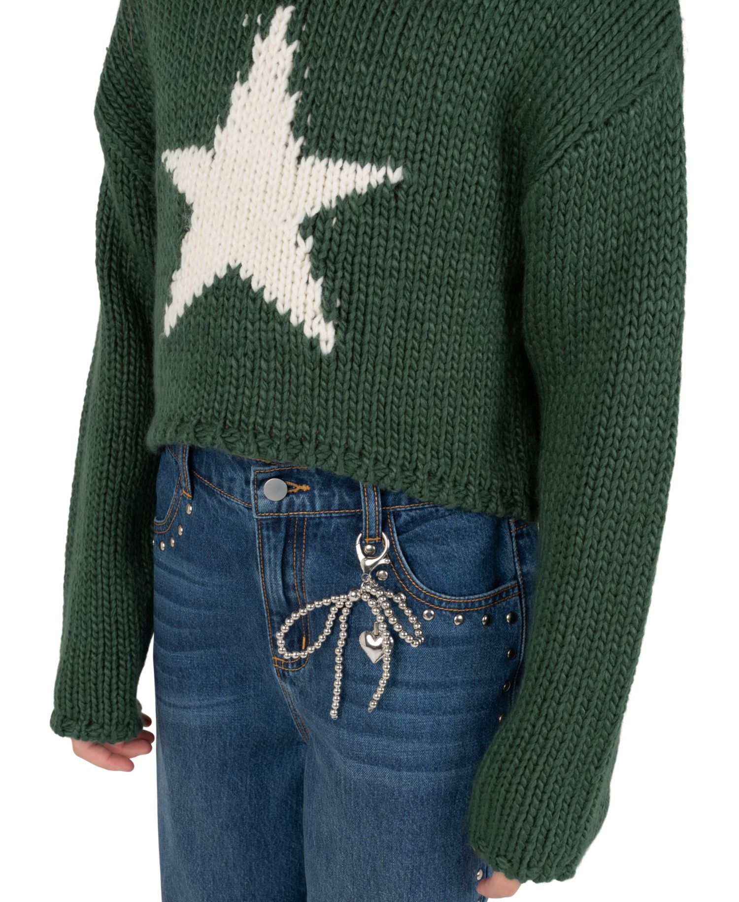 Girls' 7-12 Star Graphic Chunky-Knit Wide-Leg Denim Sweater, Pants and Necklace, 3-Piece Set