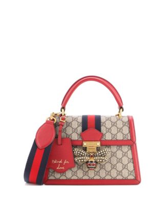 Small Queen Margaret Top Handle Bag GG Coated Canvas with Leather