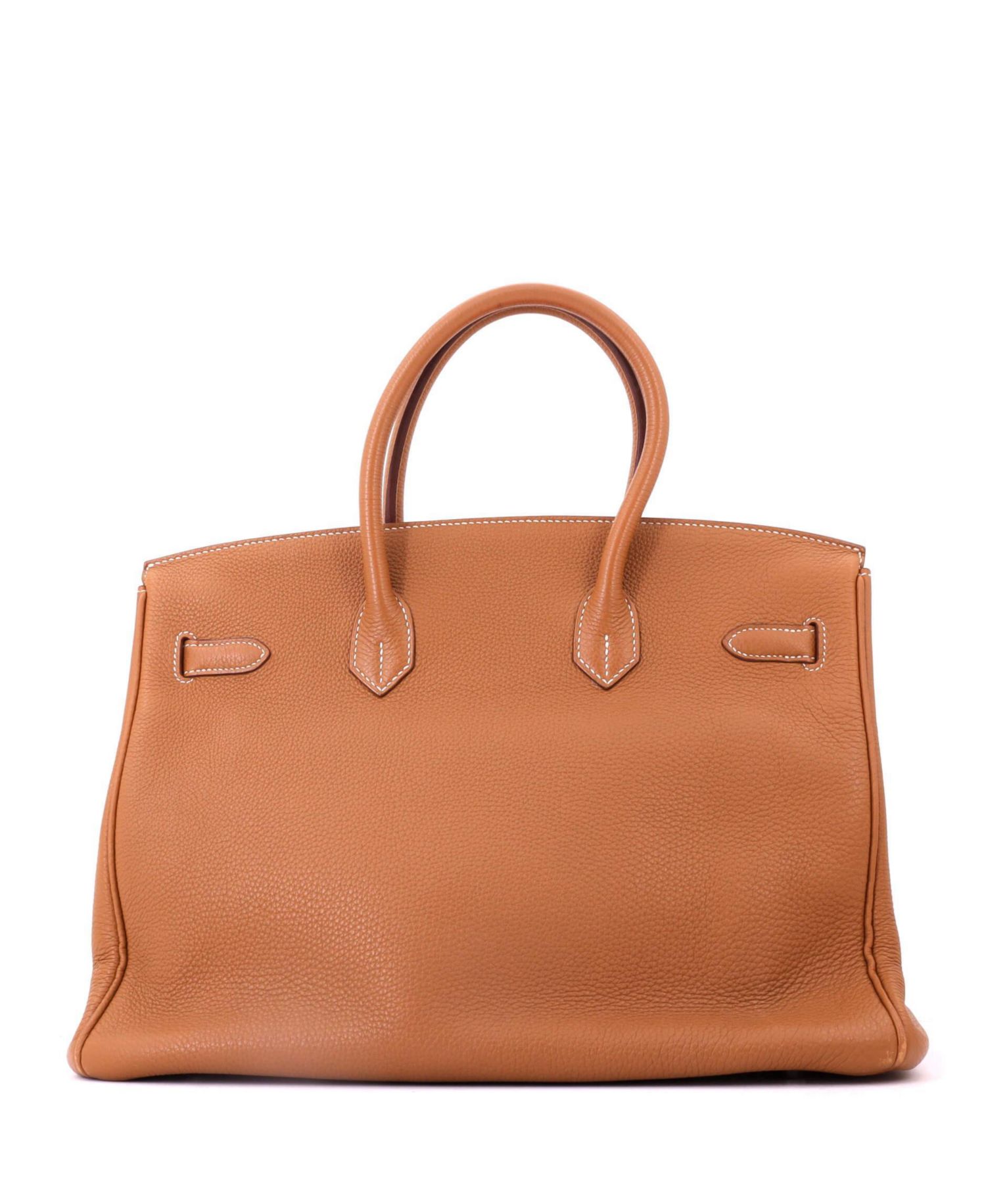 Pre-Owned Hermes Birkin 35 Handbag Brown Togo with Palladium Hardware