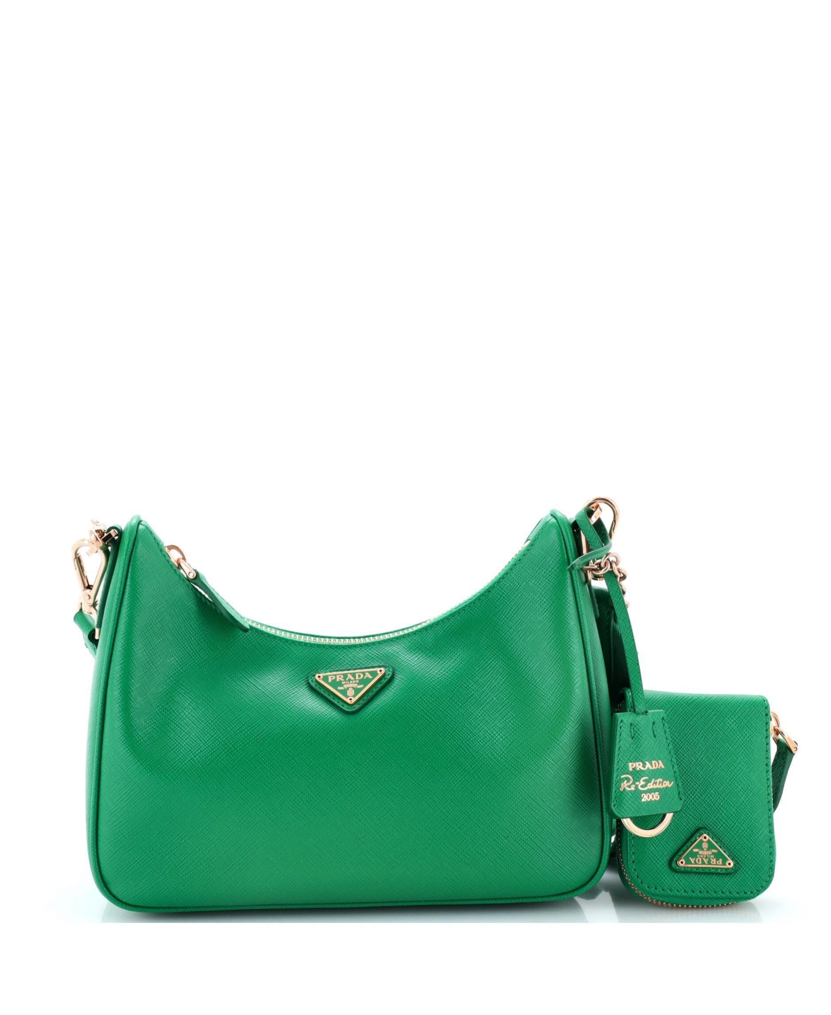Pre-Owned Prada Small Re-Edition 2005 Shoulder Bag Saffiano Leather - Green