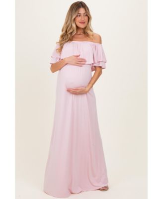 Maternity Off-the-Shoulder Ruffle Maxi Dress