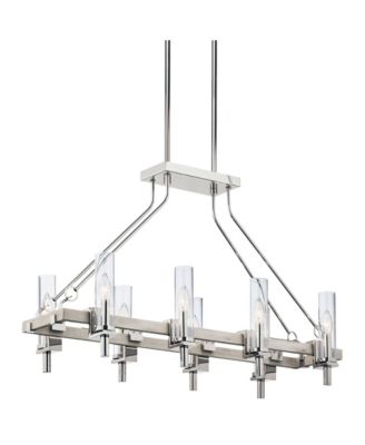 Telan 36" White Washed Wood Kitchen Island Light Chandelier