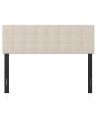 Upholstered Headboard Quilted Grid Linen Fabric Bed Frame