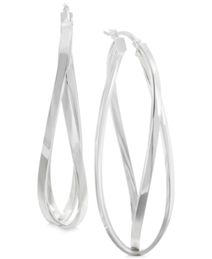 image of Double Oval Twist Earrings in Sterling Silver