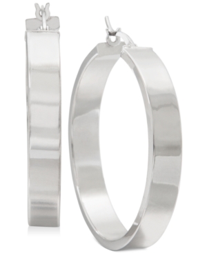 image of Straight-Edge Thick Hoop Earrings in Sterling Silver