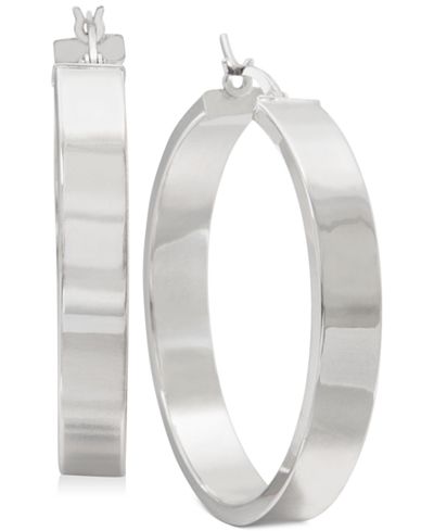 earrings silver thick hoop sterling straight edge macy metallic jewelry watches