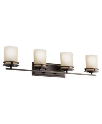 Hendrik 34" Wide Umber Glass and Bronze Bathroom Light Fixture