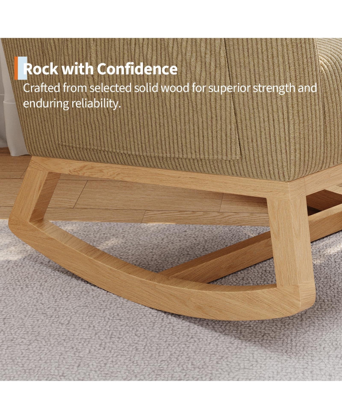 Rocking Chair Modern Upholstered Glider with Side Pockets and Pillow Ergonomic Accent Nursery Chair for Living Room Bedroom Lounge