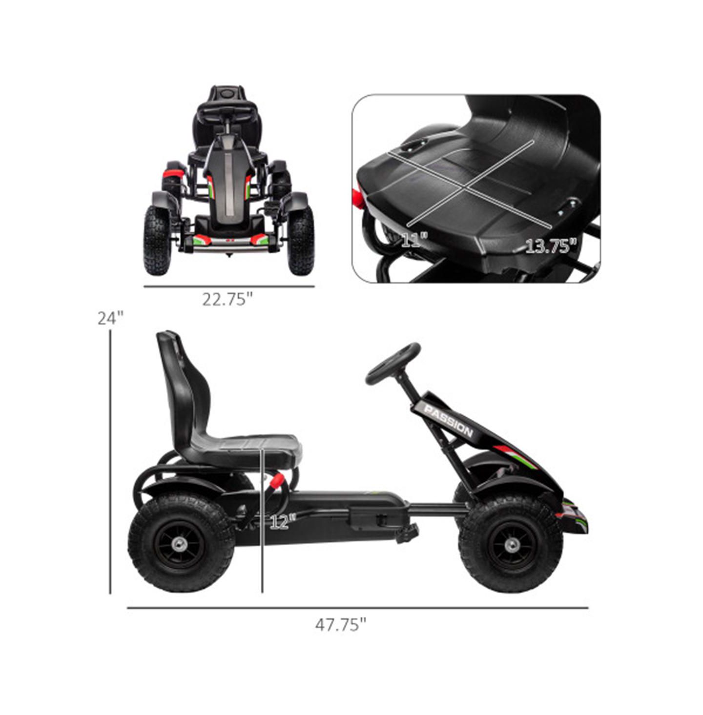 Детская игрушка YOBTOP Kids Pedal Go Kart with Adjustable Seat, Handbrake, 110-lb. Capacity, Ages 5-12, цвет: Чёрный — фото 3
