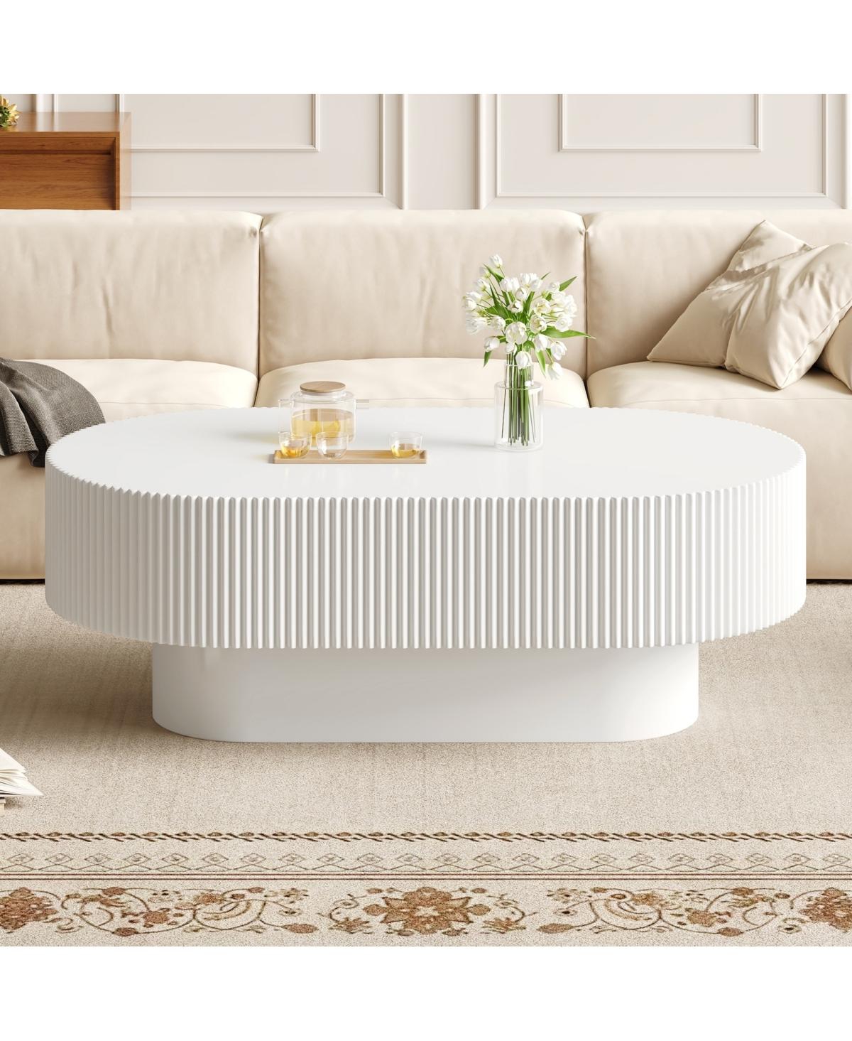 Streamdale Furniture 48.4" Fluted Farmhouse Oval Coffee Table