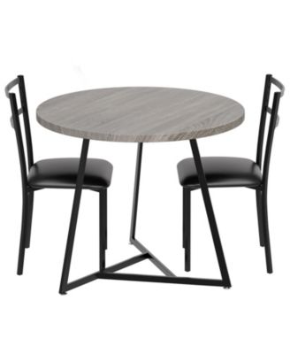 Round Dining Set for 2 - Wooden Breakfast Bar Table and Stools