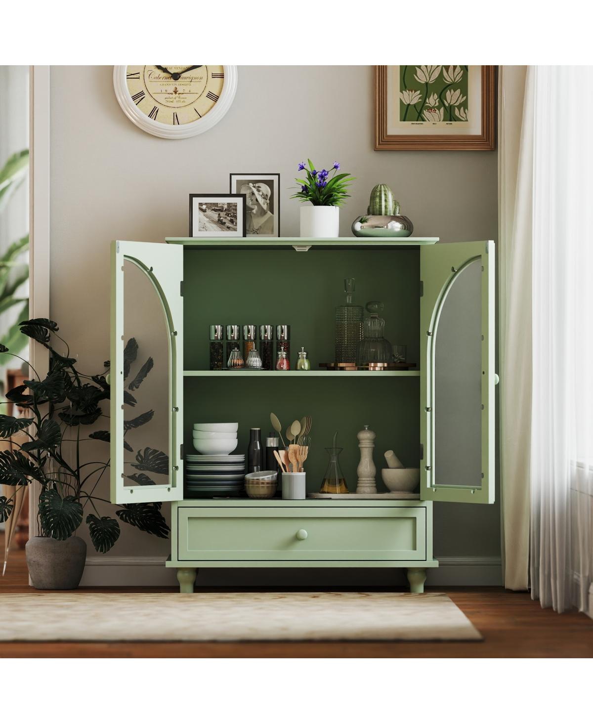 Streamdale Furniture Farmhouse Arched Glass Sideboard with Drawer