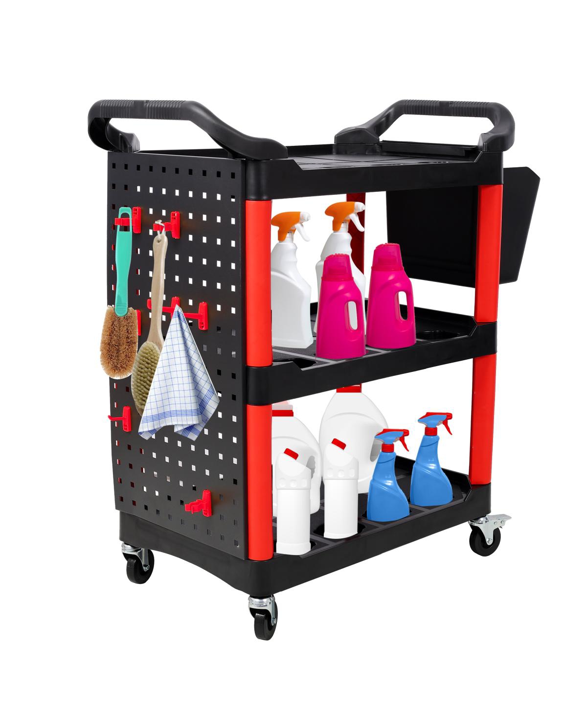 Streamdale Furniture 3-Tier Rolling Auto Detail Cart with Bucket, Tools, and Wheels