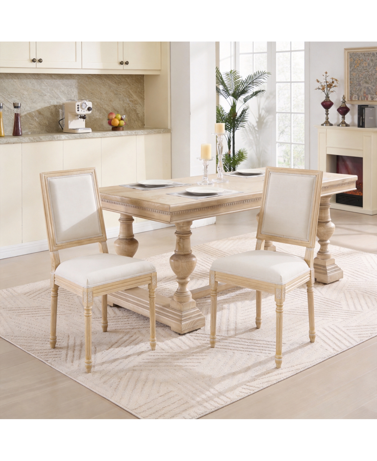 Streamdale Furniture French Country Upholstered Dining Chairs, Set of 2