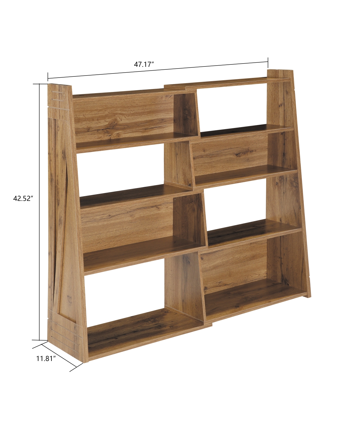 Streamdale Furniture Modular Asymmetrical Annual Ring Grain Convertible Bookcase and Display Shelf