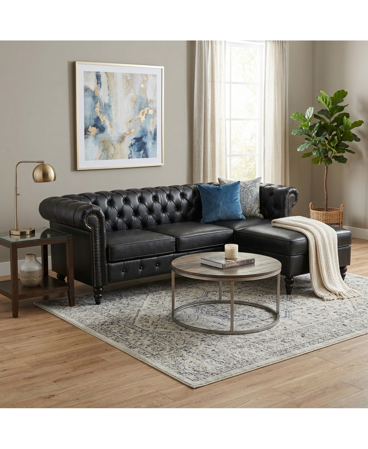 Streamdale Furniture 85" Modern 4-Seater L-Shaped Sectional Sofa with Storage Ottoman