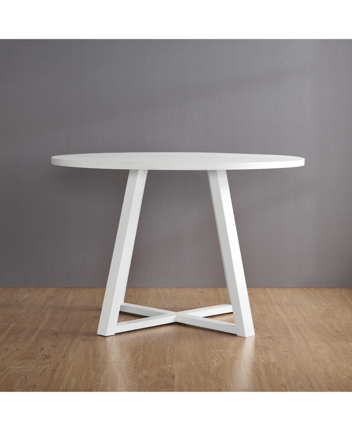 Flynama 3-Piece Round Dining Set, Trestle Base Table and 2 Boucle Fabric Chairs