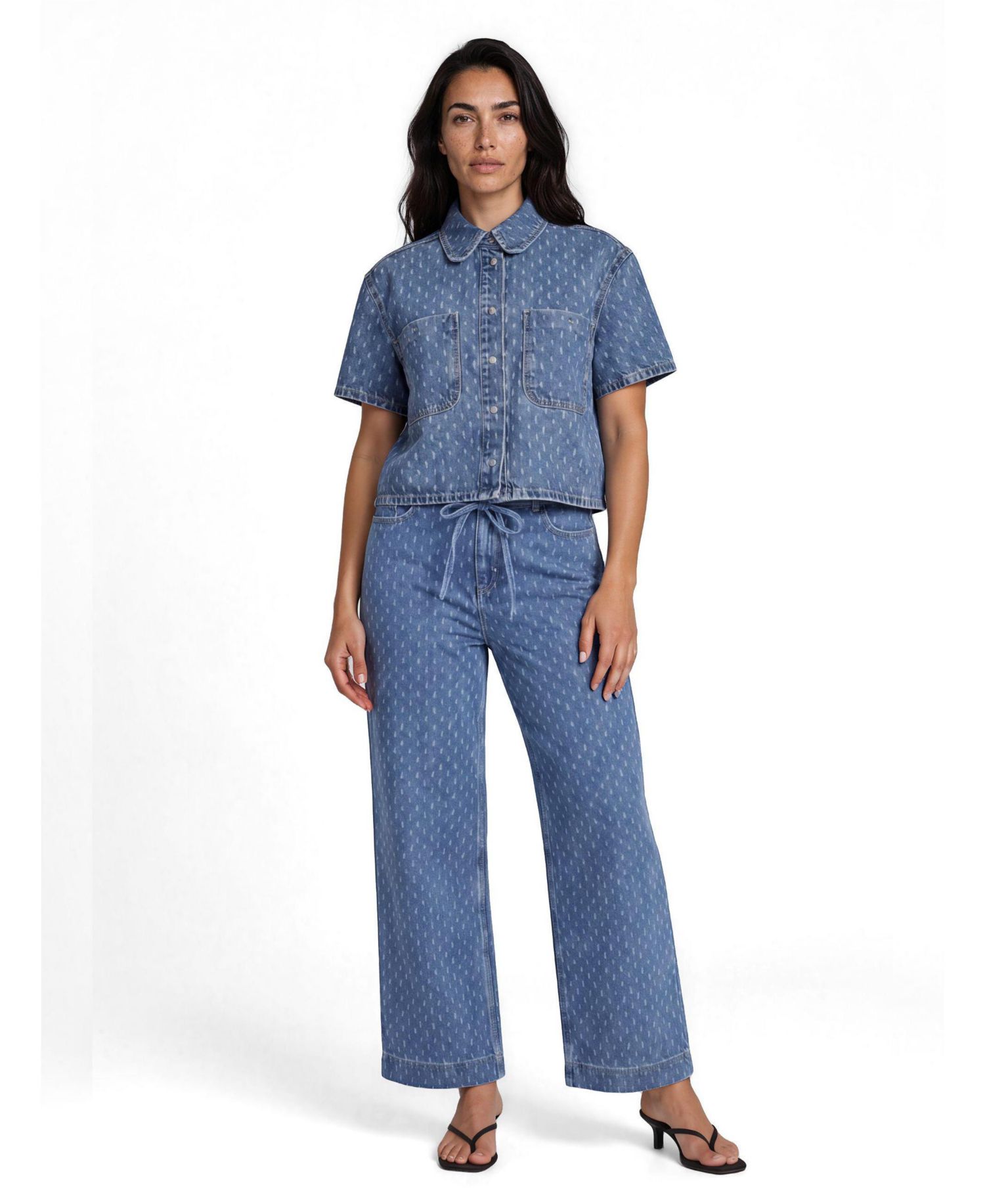 Women's Cropped Collared Snap-Front Shacket