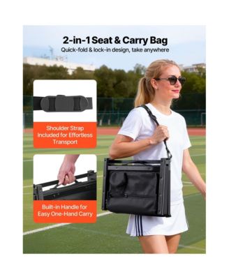  Stadium Seat, Folding Bleacher Chair with Back Support, Thick Cushion, Shoulder Strap, Hooks, Cup Holder and Pocket