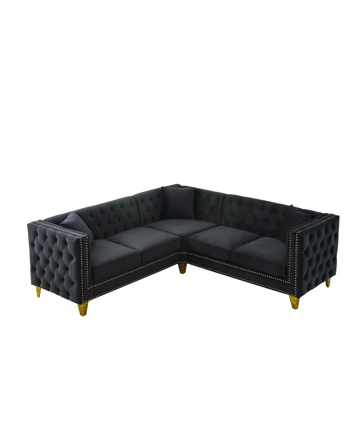 Streamdale Furniture 82.2" Velvet L-Shaped Sectional Sofa with 3 Cushions