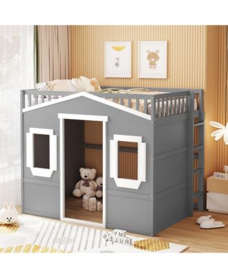Full Size House Loft Bed With Ladder