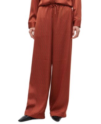 Women's Fluid Pull On Wide-Leg Satin Pants