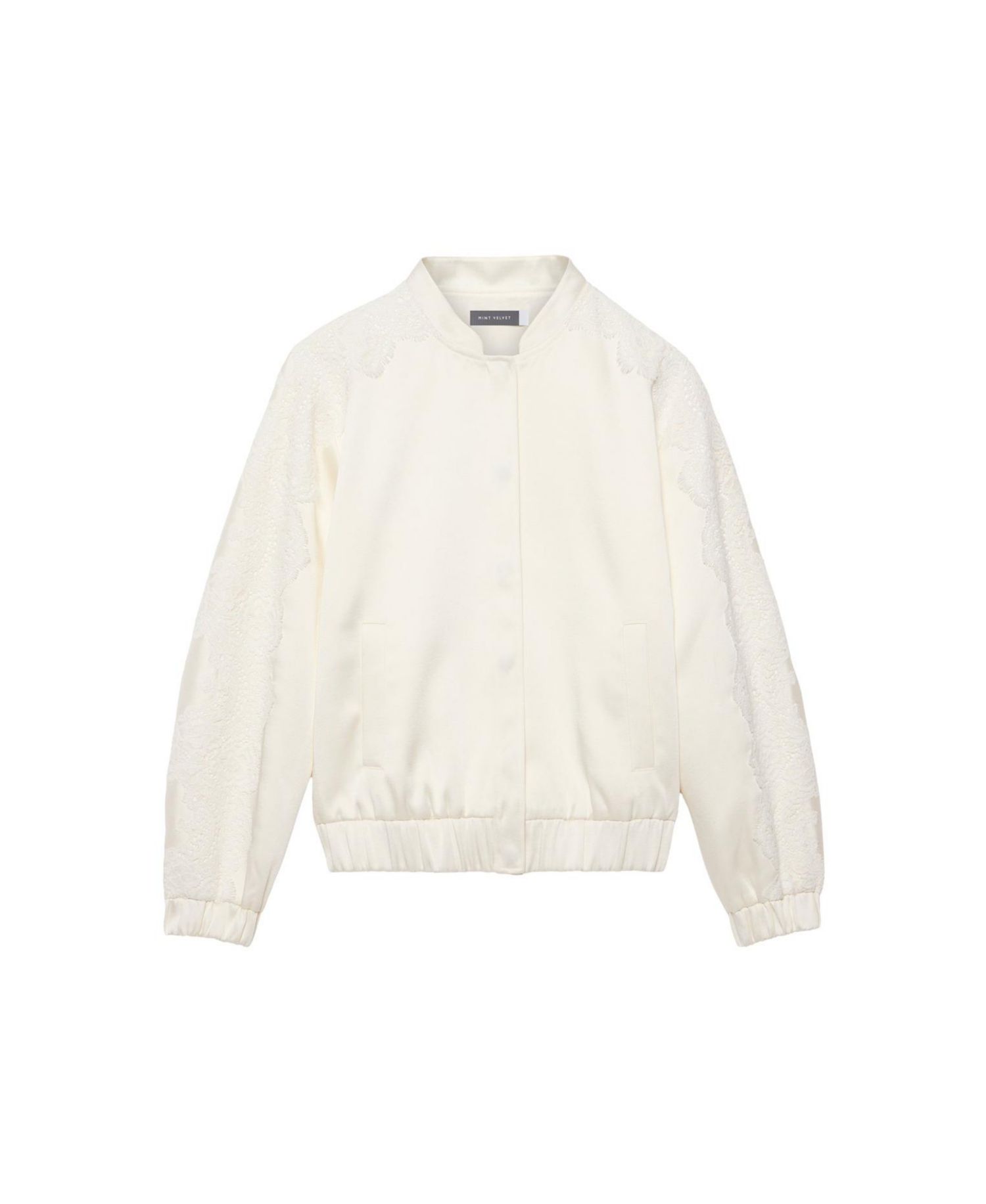 Women's Satin Lace-Trim Bomber Jacket