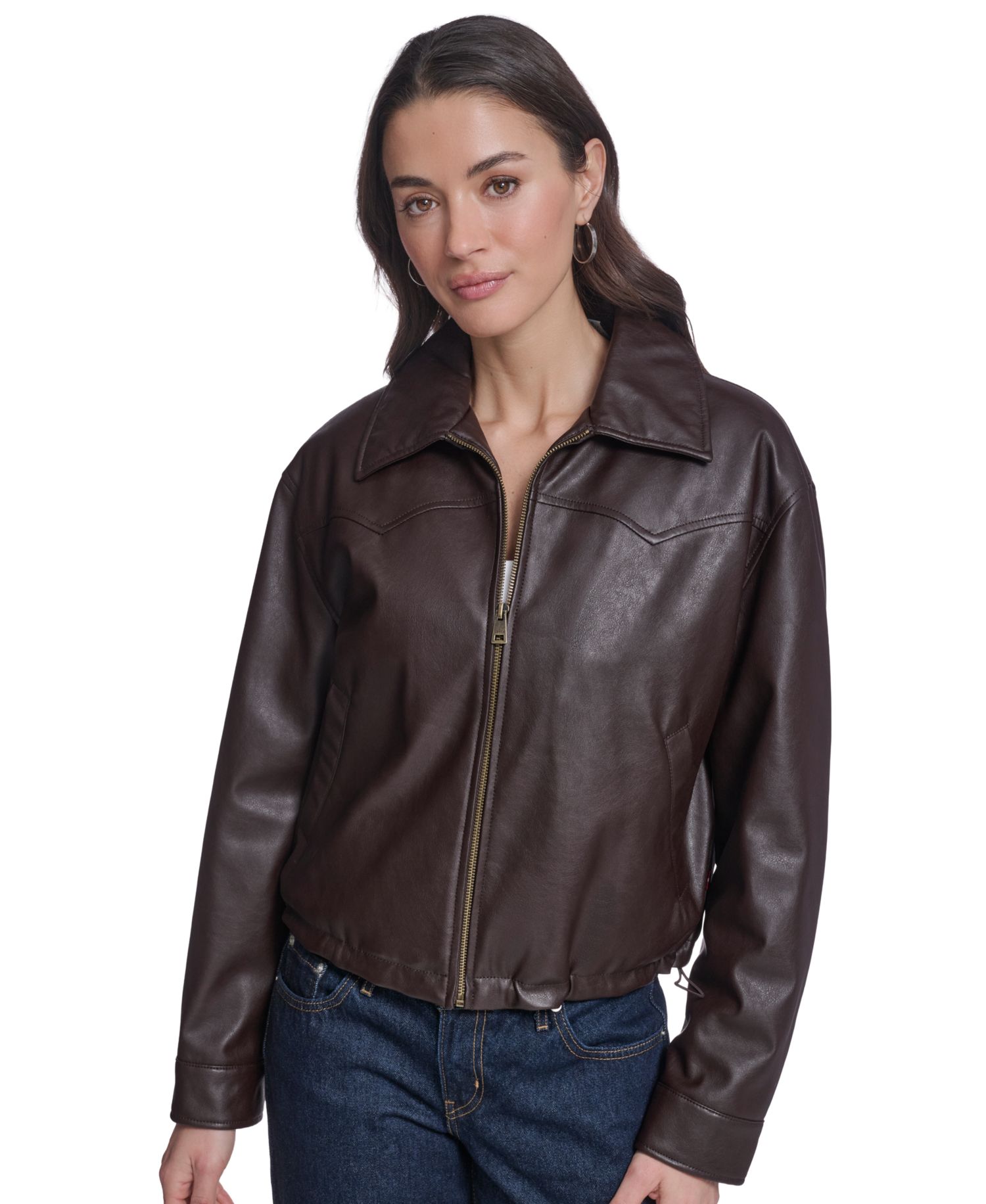 Women's Western Yoke Bubble Hem Bomber Jacket