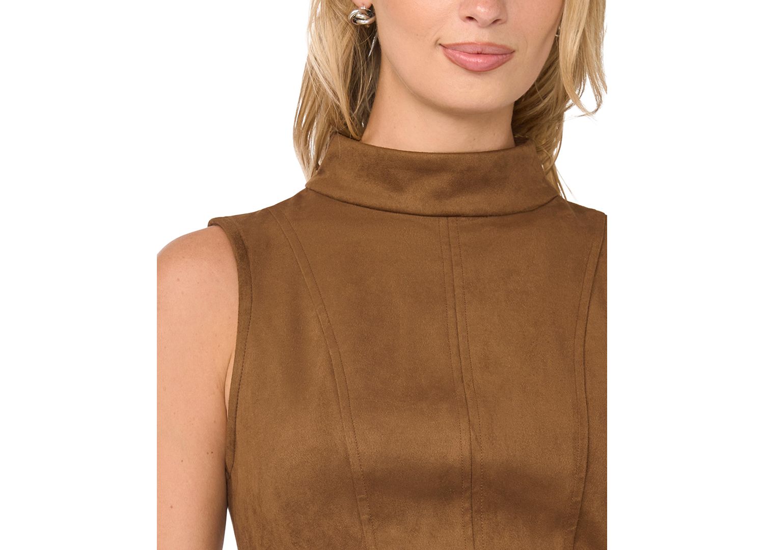 Women's High Neck Princess Seam Midi Dress
