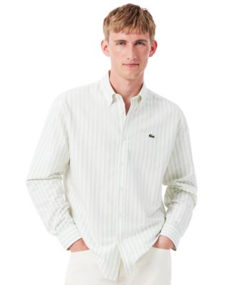 Men's Striped Long-Sleeve Button-Down Oxford Shirt