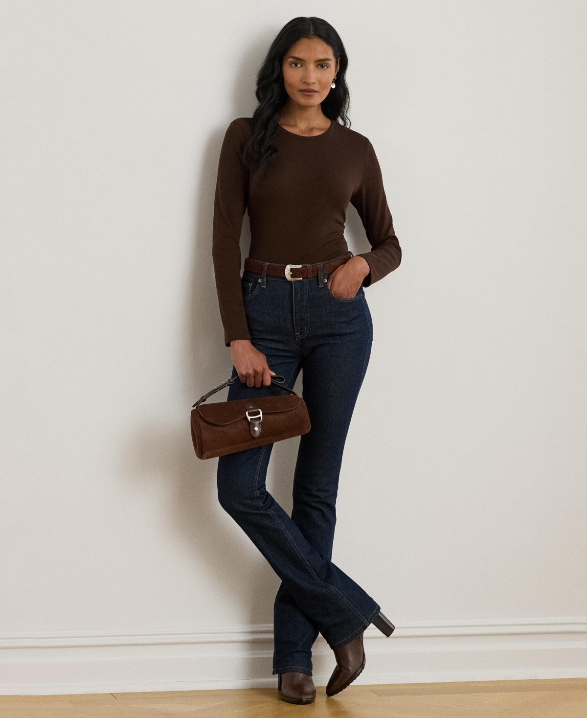 Lauren Ralph Cotton-Blend Long-Sleeve Top
