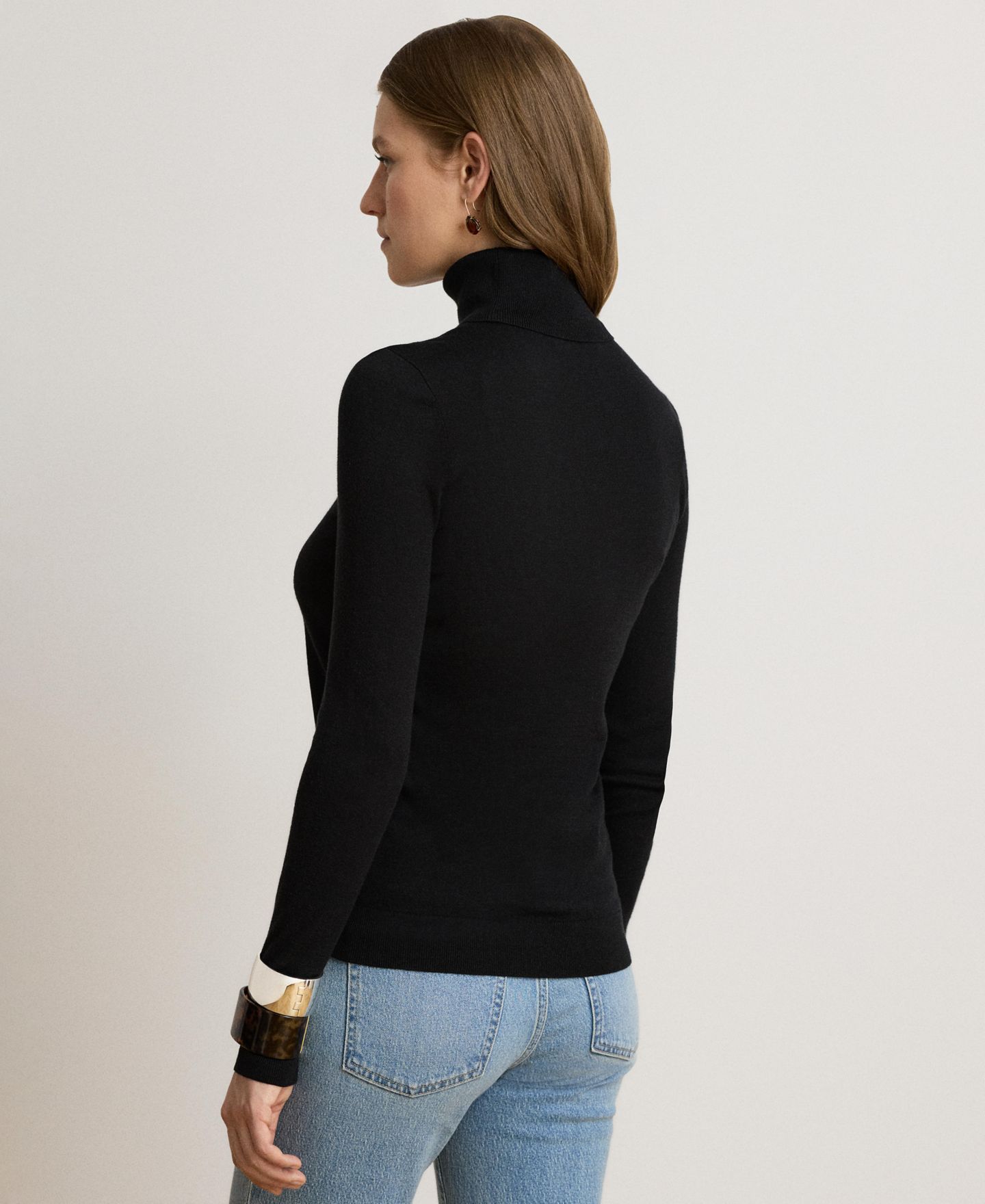 Женский свитер Lauren Ralph Lauren Modal-Silk Blend Slim-Fit Turtleneck, цвет: Чёрный — фото 6