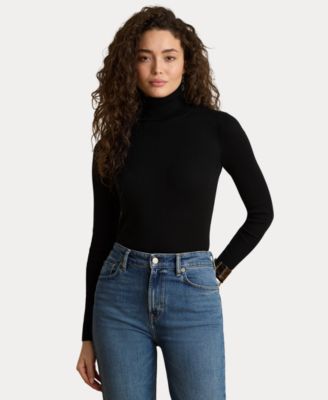 Women's Ribbed Slim-Fit Cotton-Blend Turtleneck Sweater