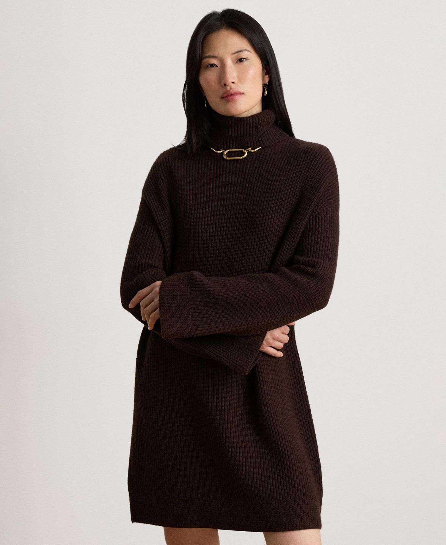 Women's Areena Wool-Cashmere Turtleneck Cocoon Sweater Dress