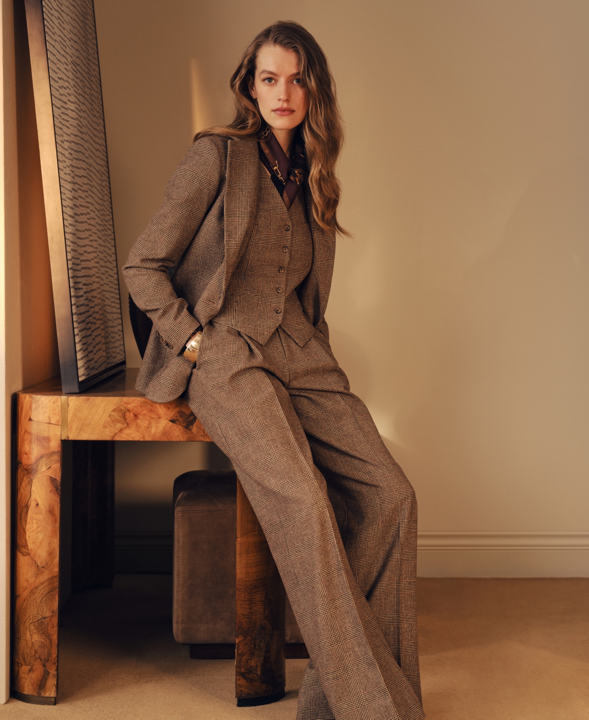 Lauren Ralph Women's High-Rise Pleated Wide-Leg Wool Pants
